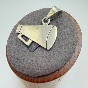 VTG Solid Sterling Silver 925 Megaphone Horn Charm Pendant Size 1" Length